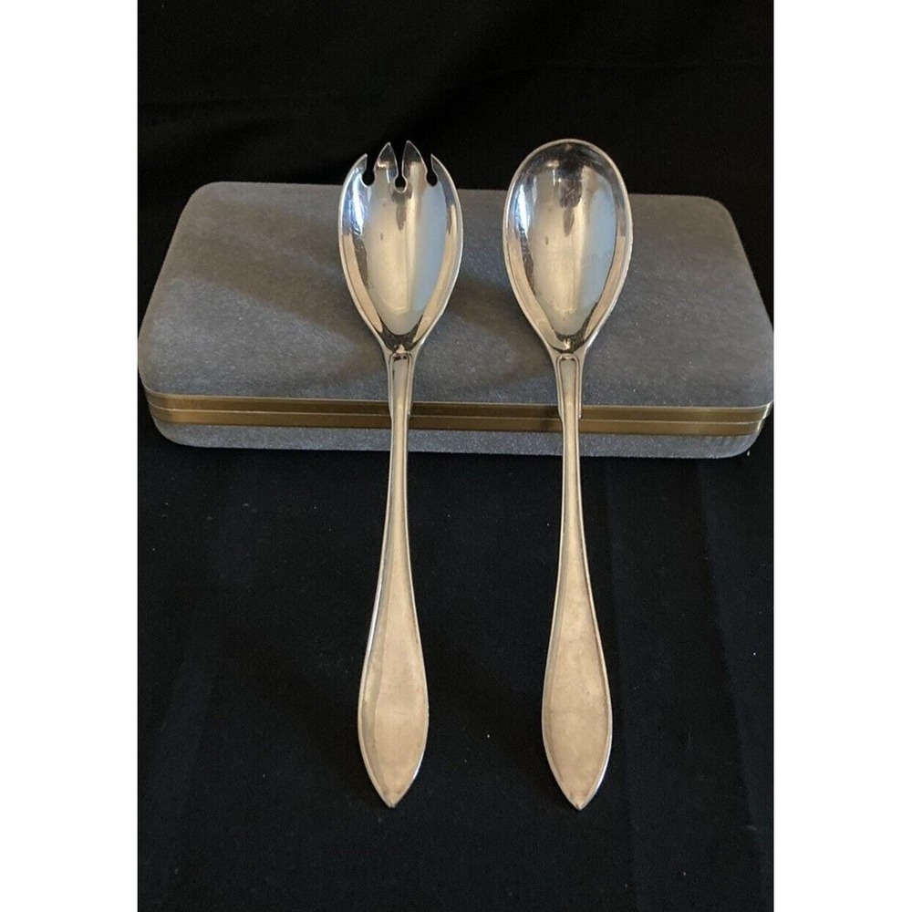 Vtg Silverplate Salad Serving Fork & Spoon‎ Set EPNS Made in England